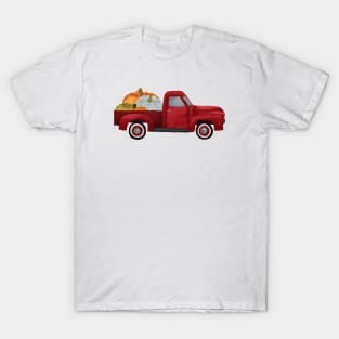 Red pick up truck & pumpkins T-Shirt